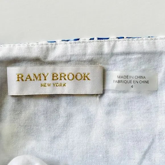 Ramy Brook Positano Addie Mini Dress Blue White Size 4 Resort Summer Print - Picture 5 of 7